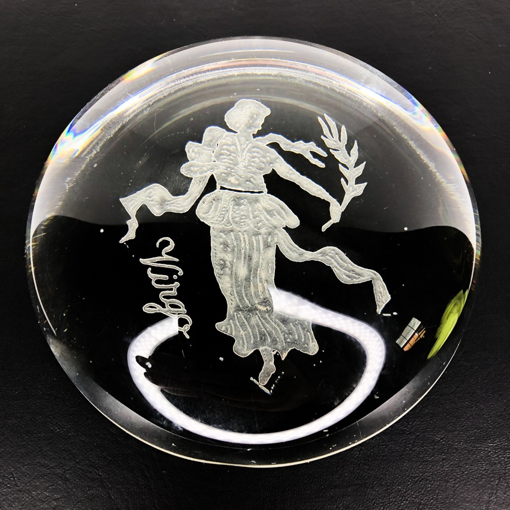 Virgo Astrological Astrology Etched 4" Paperweight